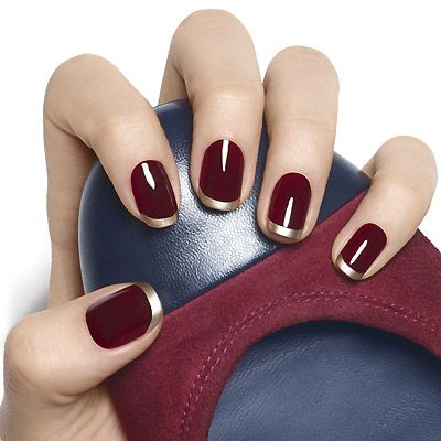 French manicure dark red gold #french manicure #nails #beauty #trendypins