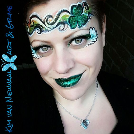 St. Patrick's Day Face Painting Design #St. Patrick's Day face painting #beauty #trendypins