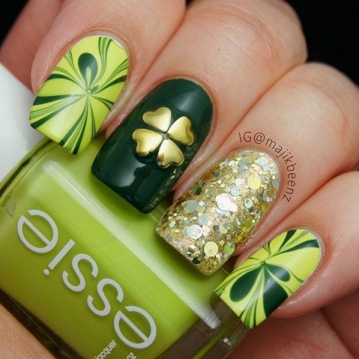 The Gold Clover #St. Patrick's Day nails #nails #beauty #trendypins