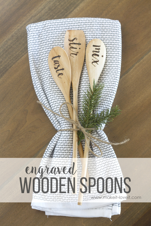 Engraved Wooden Spoons #DIY #Christmas #gifts #trendypins