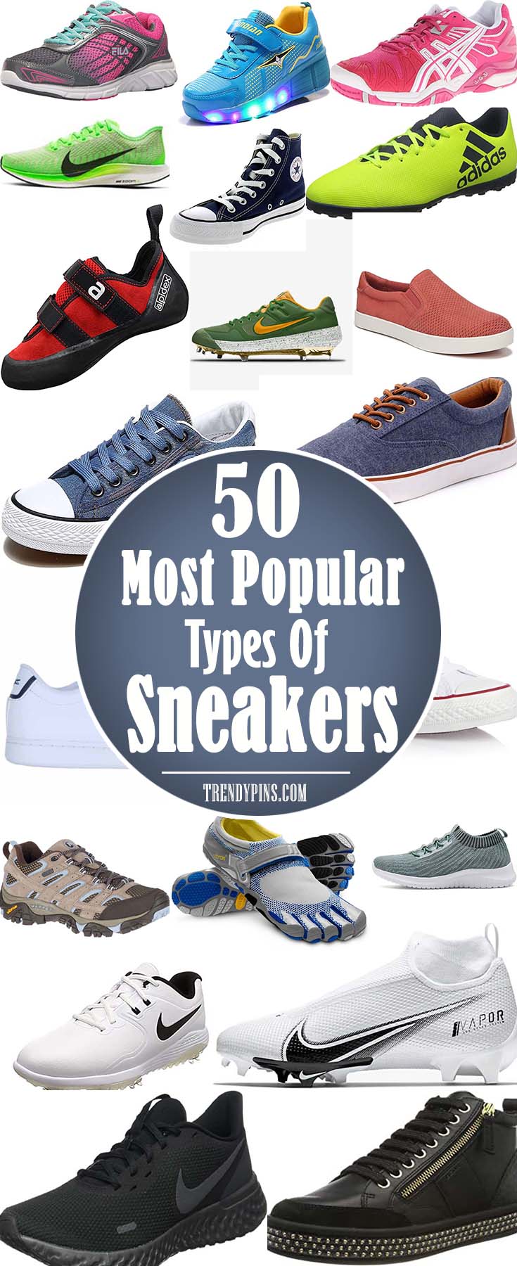 50 Most Popular Types Of Sneakers #sneakers #fashion #trendypins
