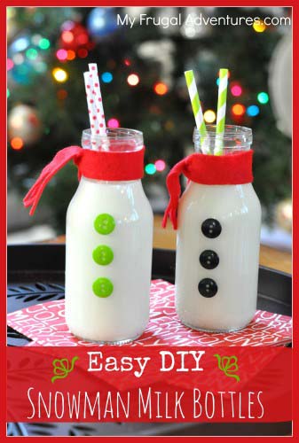 Easy Snowman Milk Bottles #Christmas #breakfast #recipes #trendypins