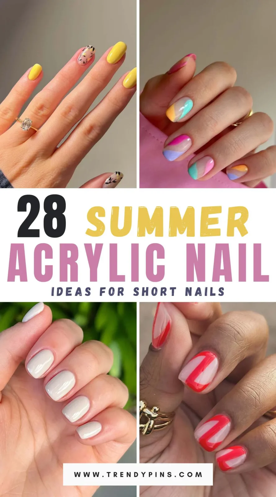 Check out 28 stunning summer acrylic nail ideas perfect for short nails. From vibrant colors to chic designs, find your next nail inspiration here!