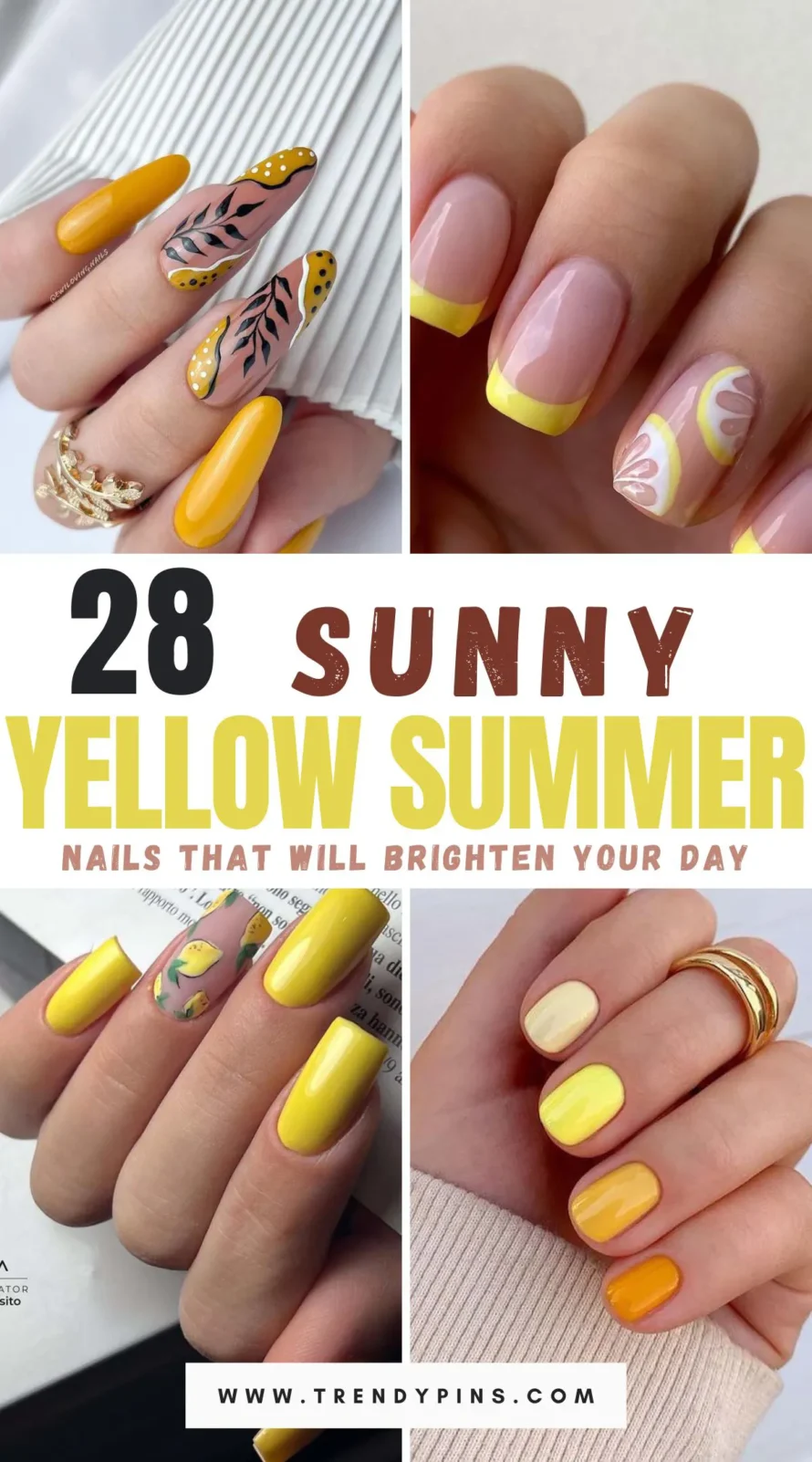 Discover 28 vibrant yellow nail designs perfect for summer to add a cheerful touch to your look.