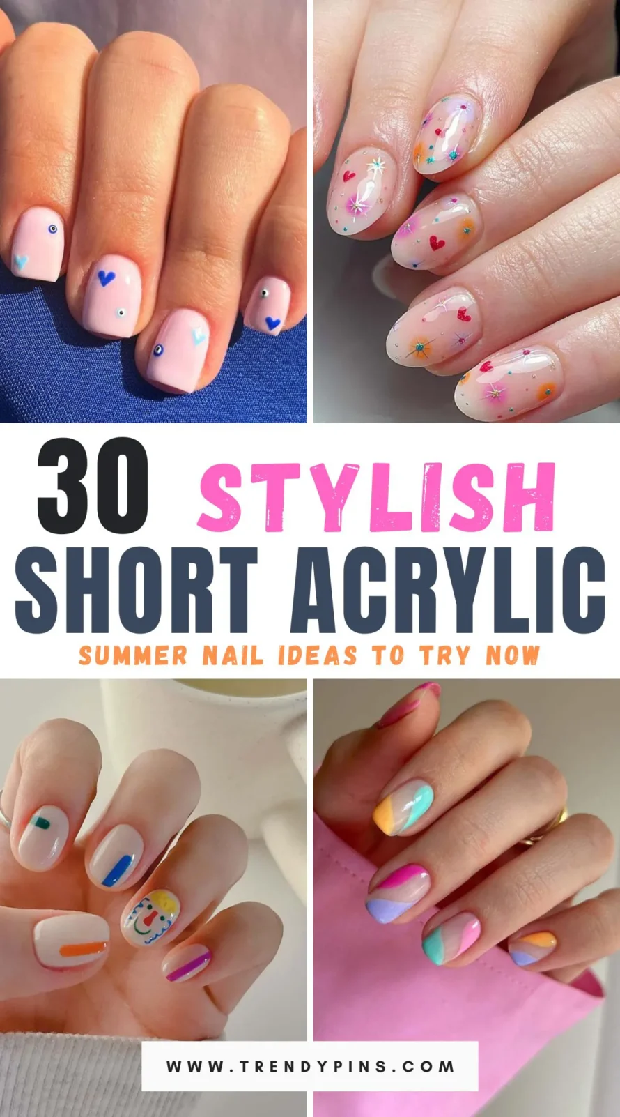 Step up your summer style with these 30 chic short acrylic nail ideas. From vibrant tropical designs to elegant pastel shades, discover trendy options that perfectly complement the season. Explore a range of creative patterns, bold colors, and unique accents to keep your nails looking fresh, stylish, and ready for any summer adventure.