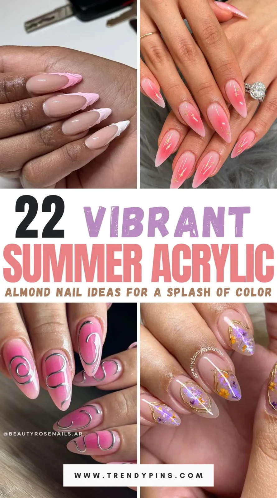 Add a splash of color to your look with these 22 vibrant summer acrylic almond nail ideas! From bold hues to playful patterns, these designs are perfect for showcasing your summer style. Whether you prefer bright neon shades or intricate tropical motifs, these nail ideas will make your manicure stand out. 