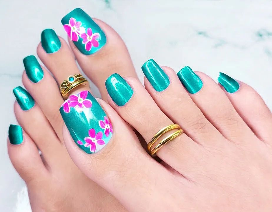 14. Tropical Turquoise with Floral Accents