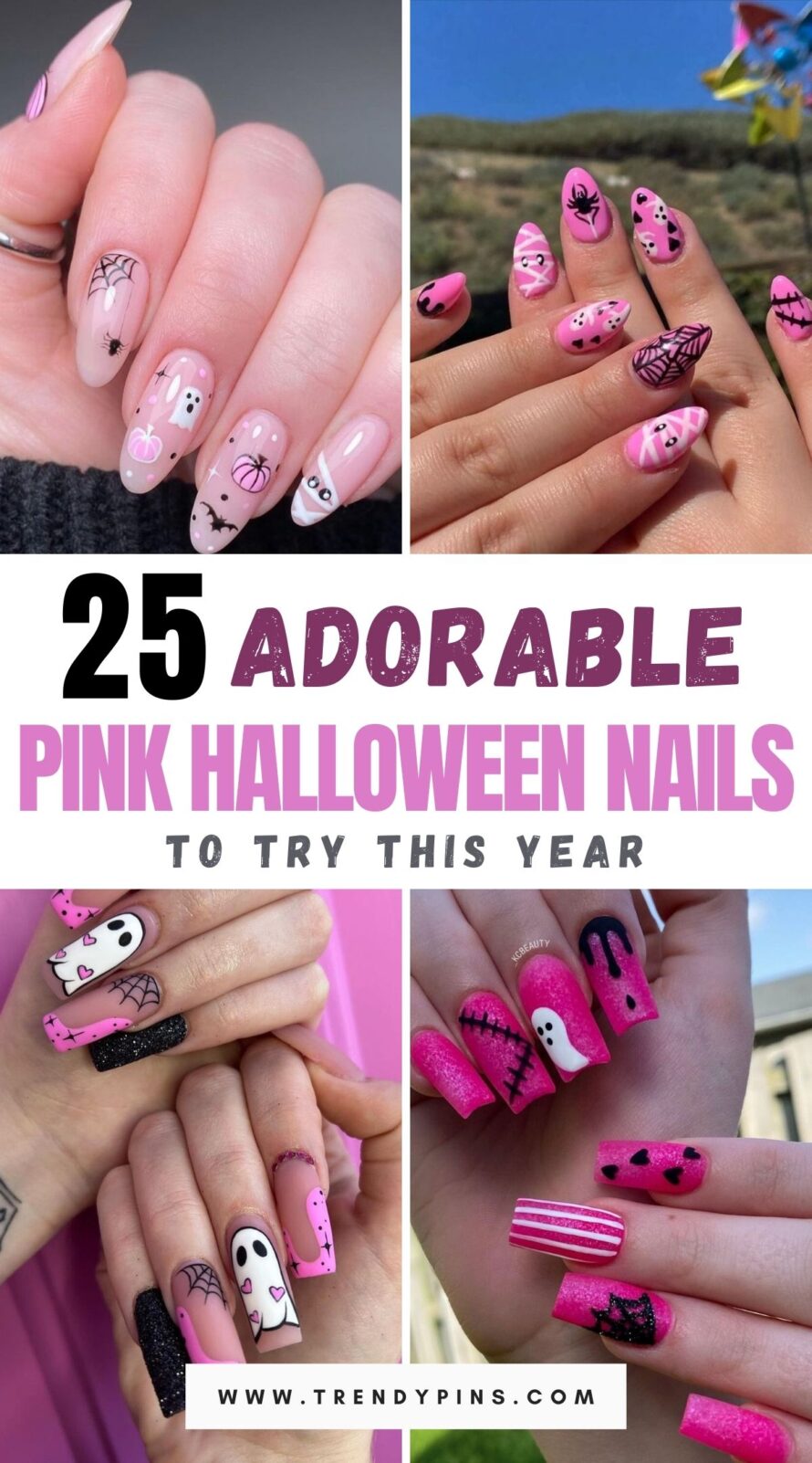 25 Cute And Spooky Pink Halloween Nails