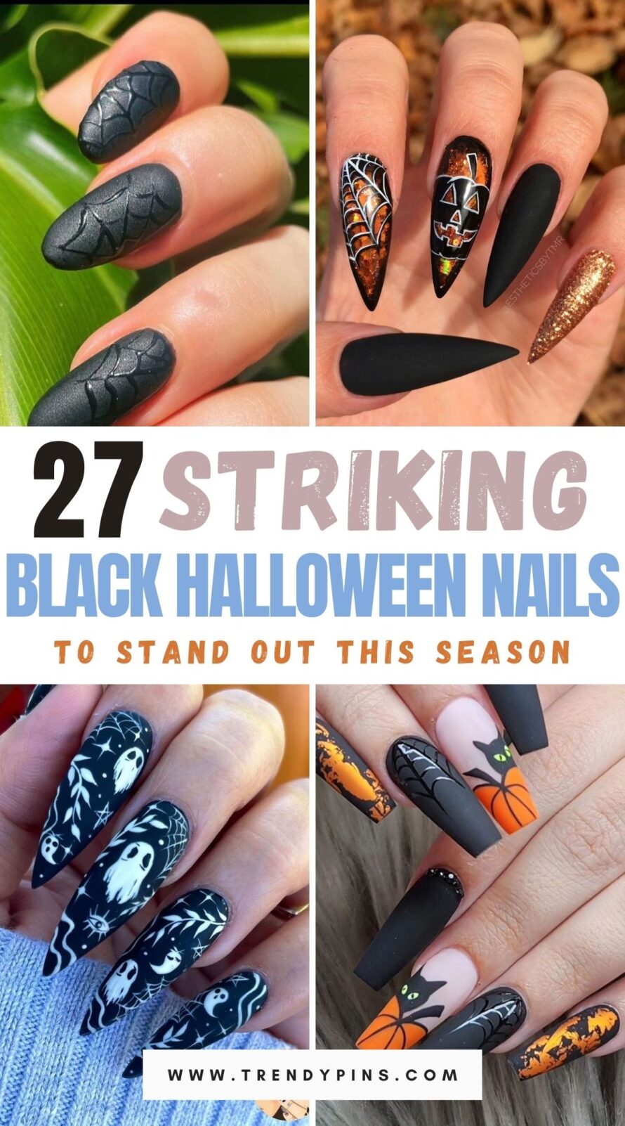 Bold And Black Halloween Nails