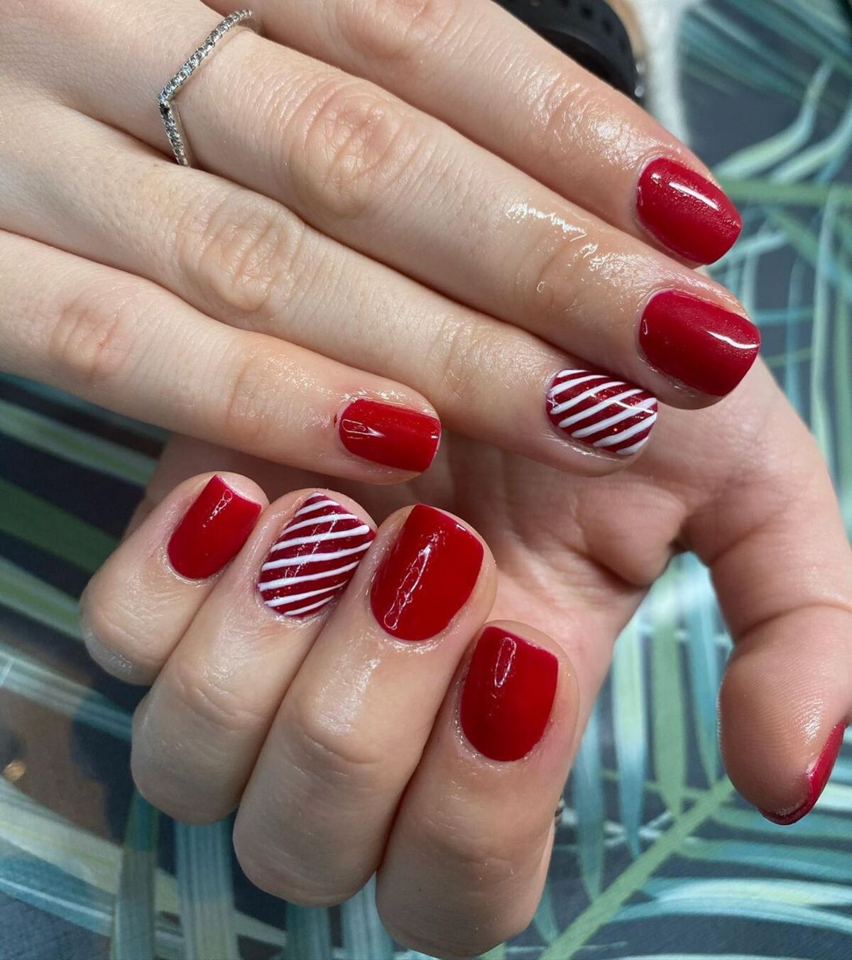 15. Candy Cane Stripes on Classic Red