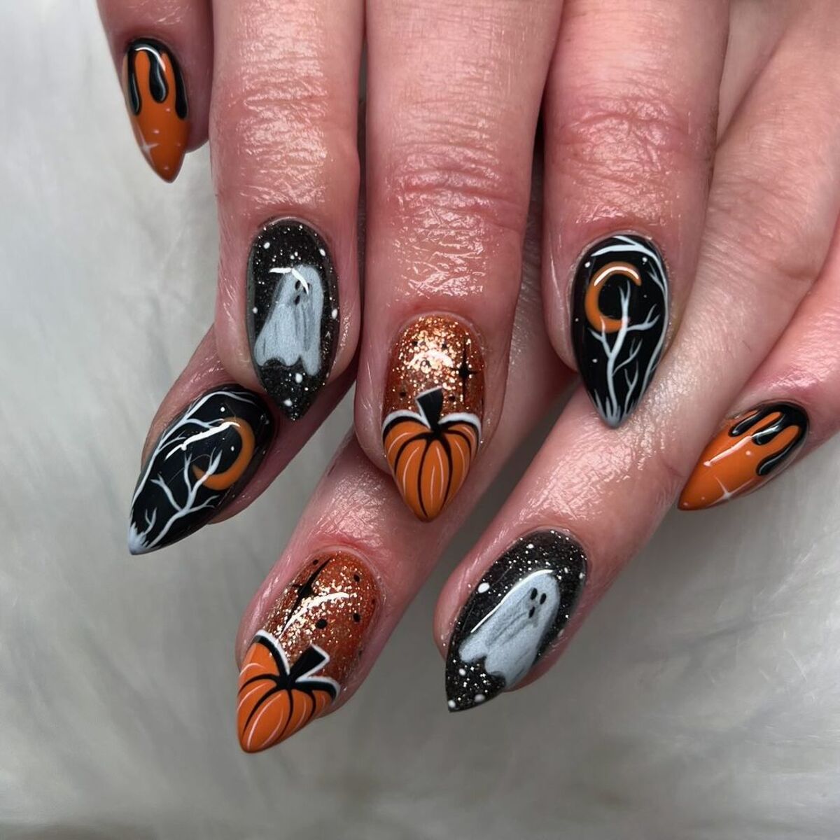 5. Classic Ghost Cameo Nails