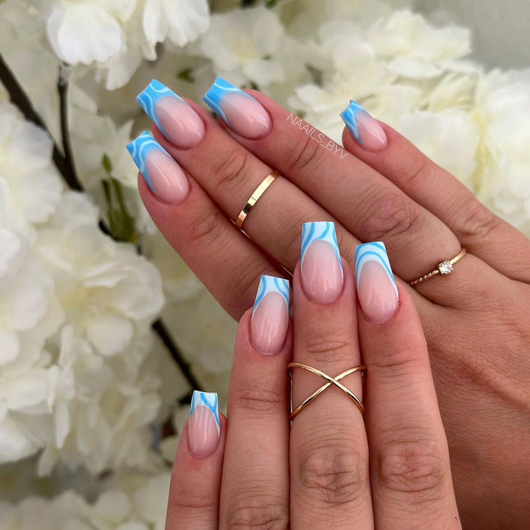 12. Soft Blue French Tips