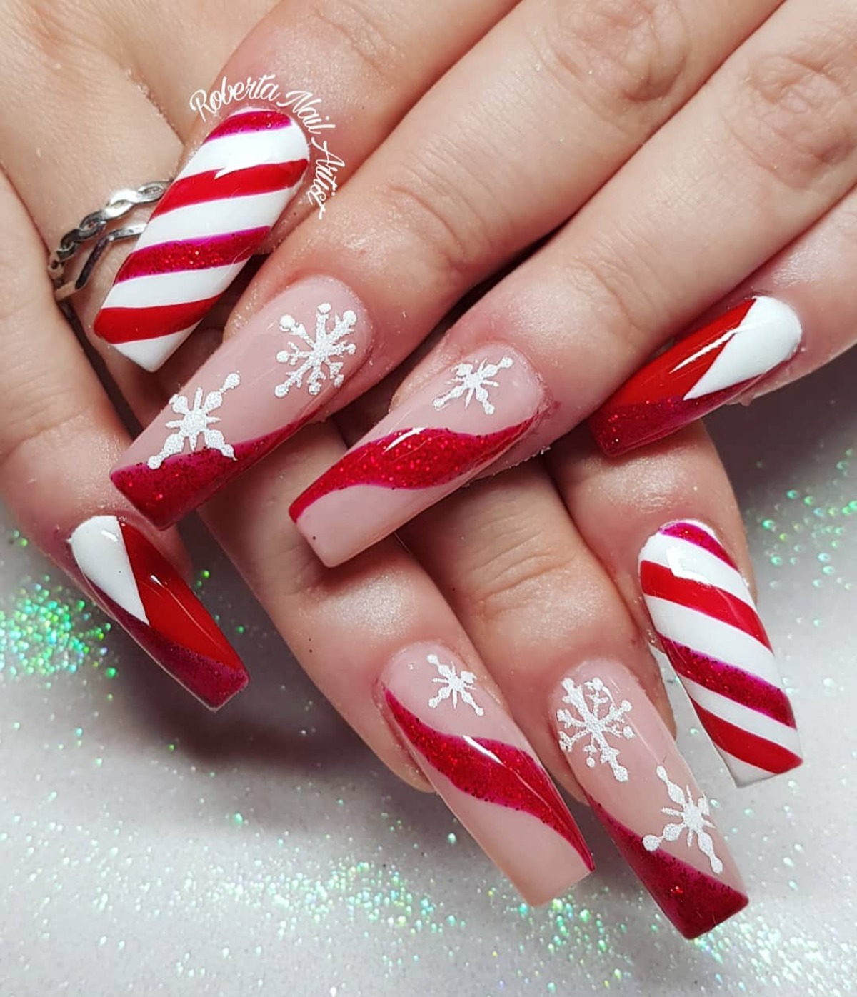 22. Bold Candy Cane and Snowflake Splendor