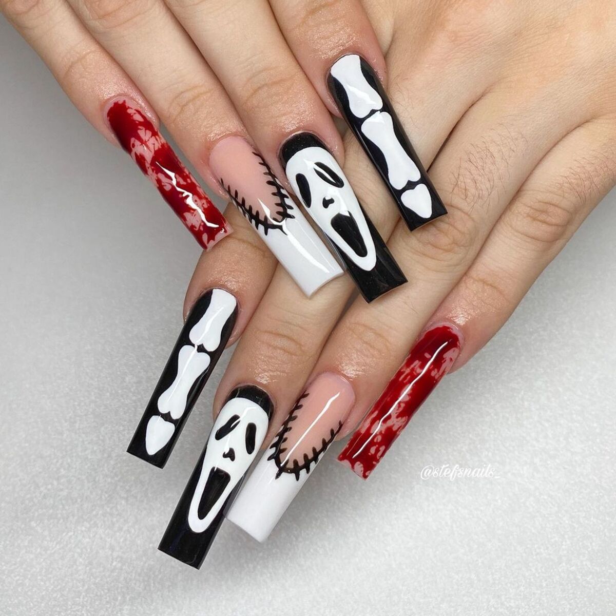 12. Horror Movie Mani with Blood and Bones