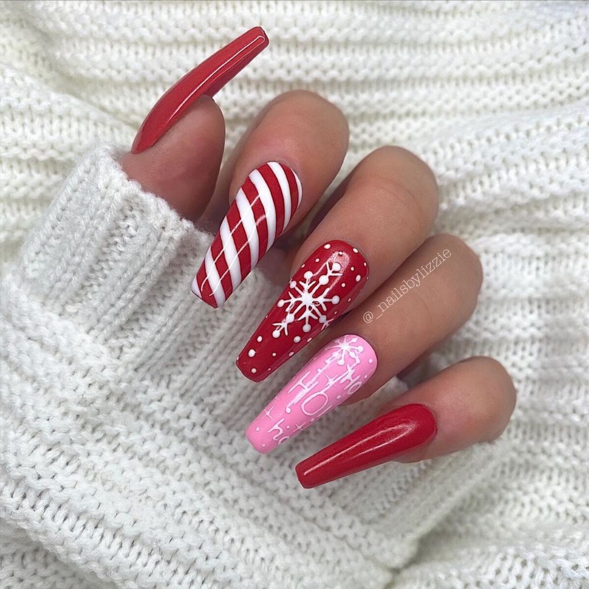 17. Candy Cane Stripes and Snowflakes