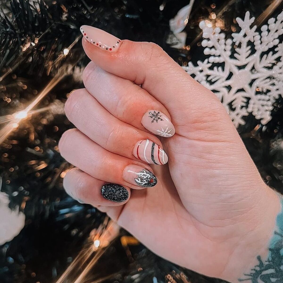 2. Sparkling Snowflakes and Stripes