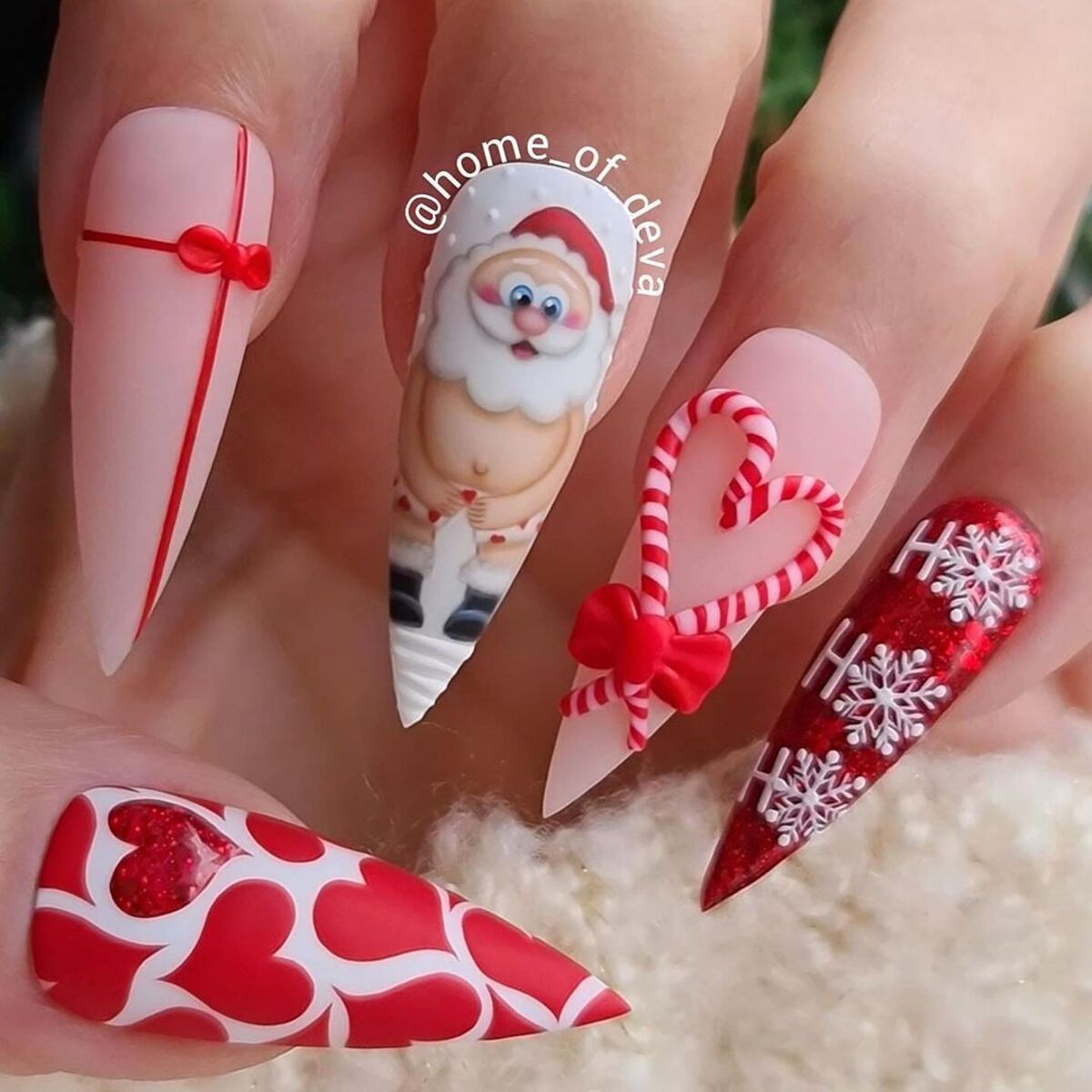 30. Playful Santa and Candy Cane Heart