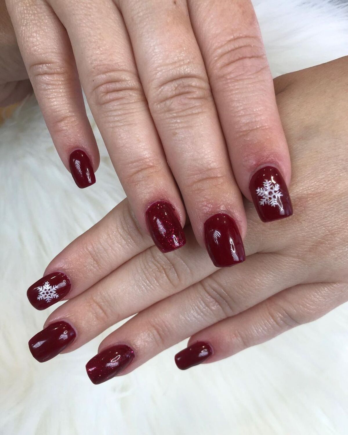 12. Deep Burgundy with Snowflake Accents