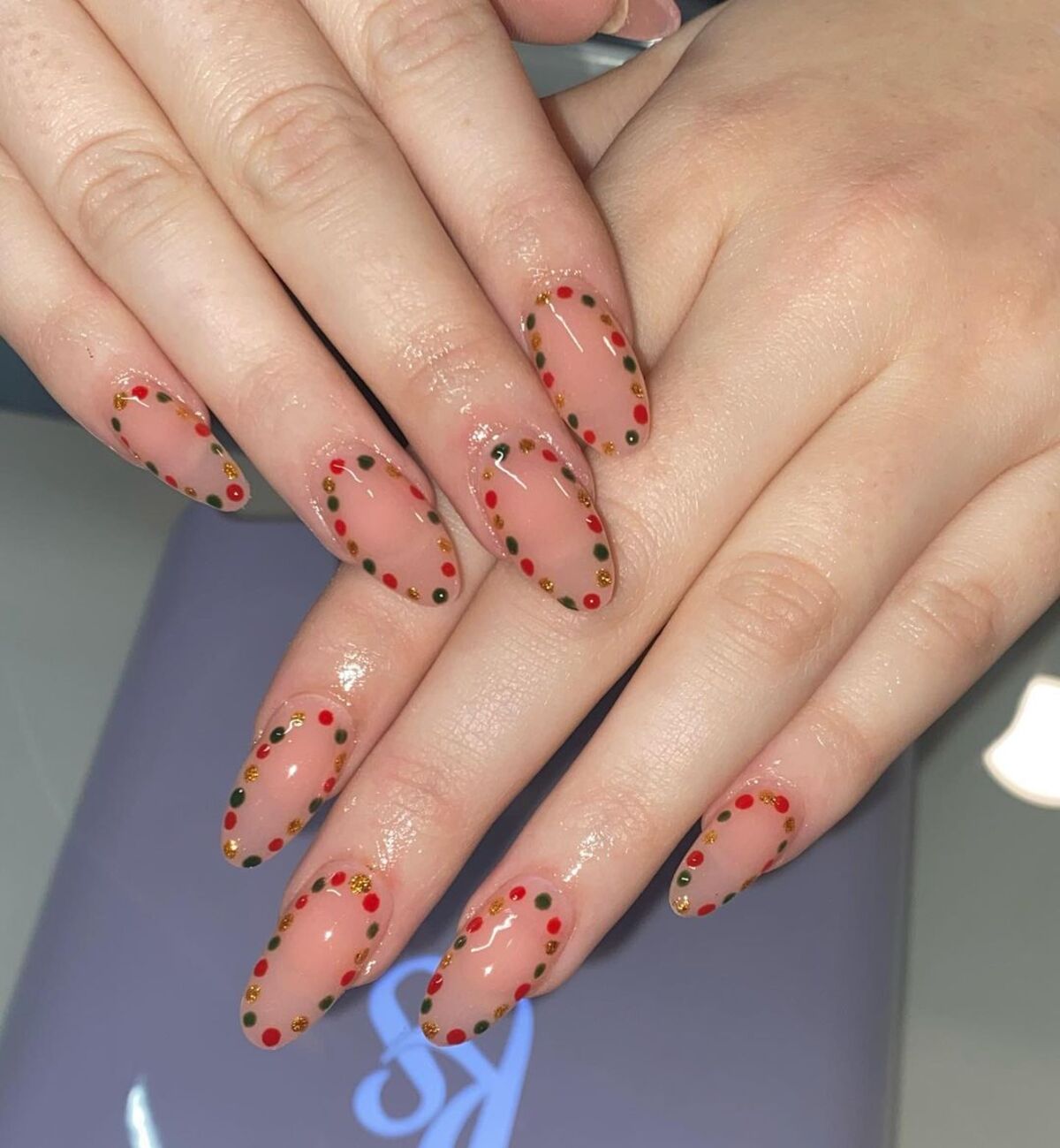 17. Polka Dotted Holiday Nails