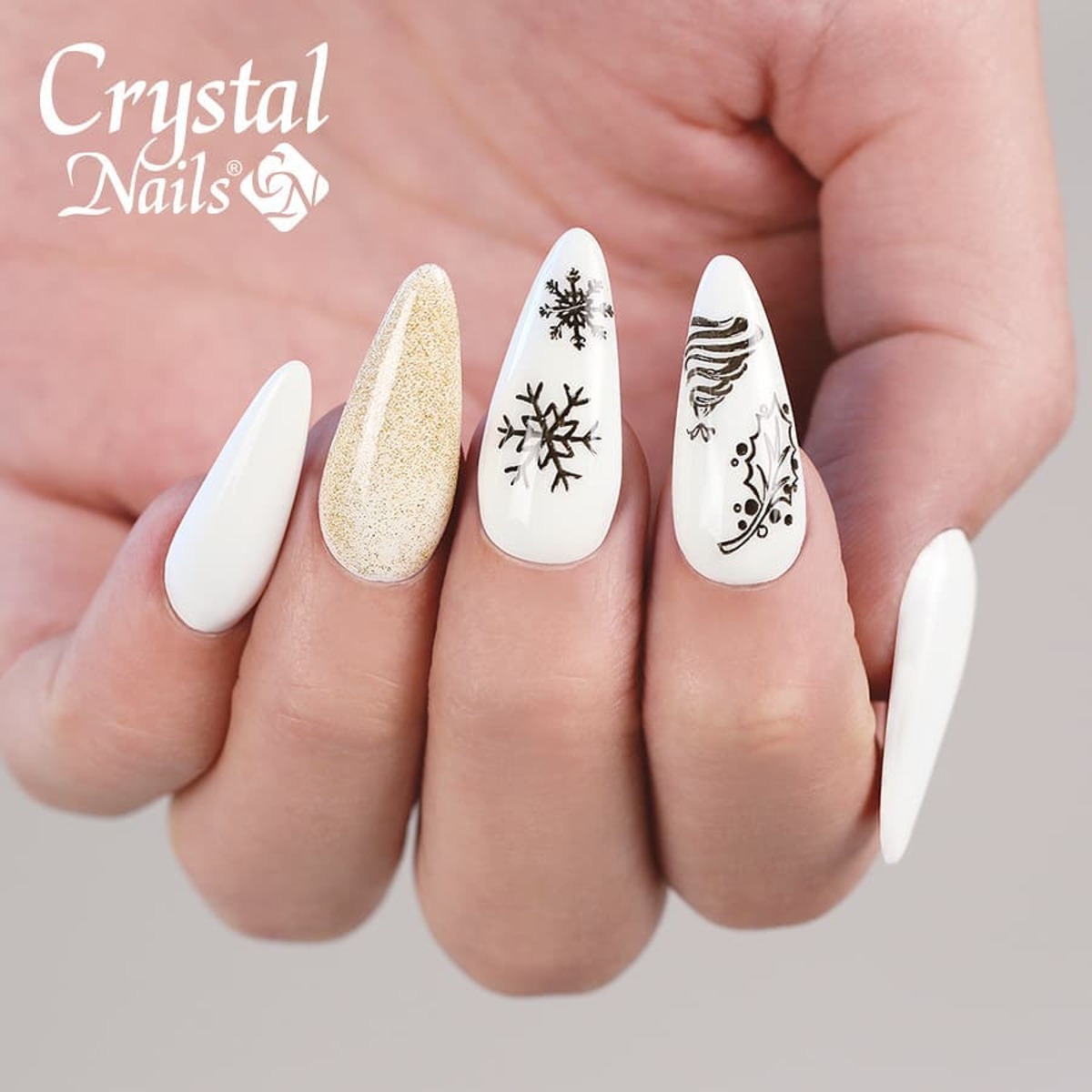 12. Sparkling Red Tips with Snowflake Details