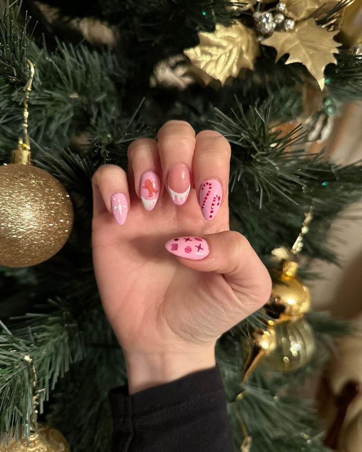 27. Sweet and Festive Gingerbread-Inspired Nails