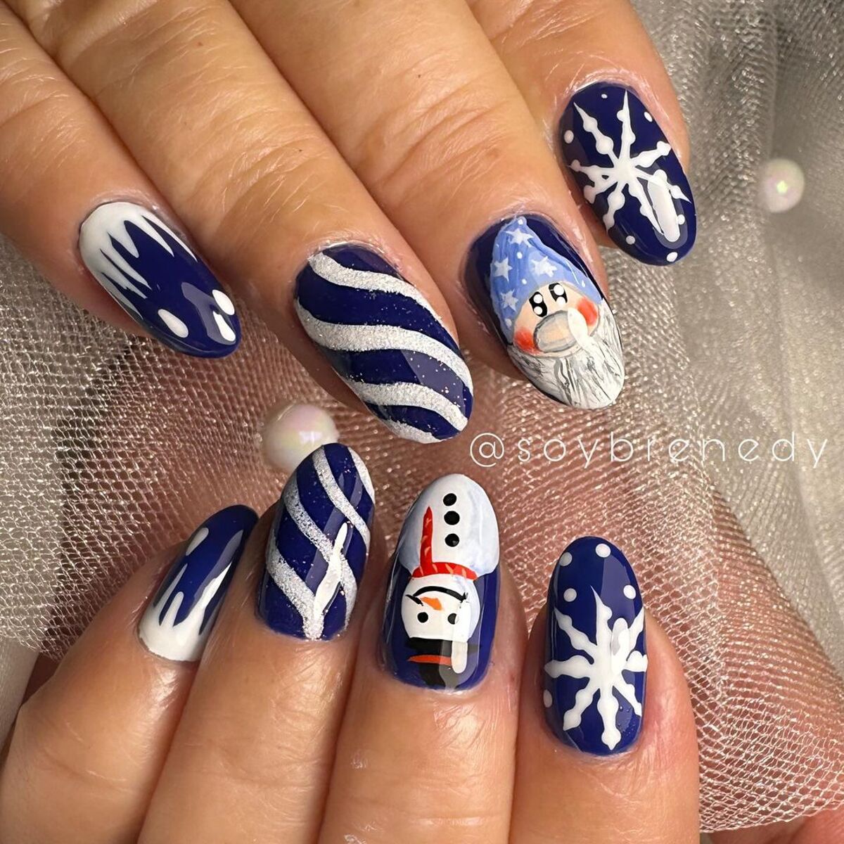 29. Icy Blue with Festive Frost and Snowmen