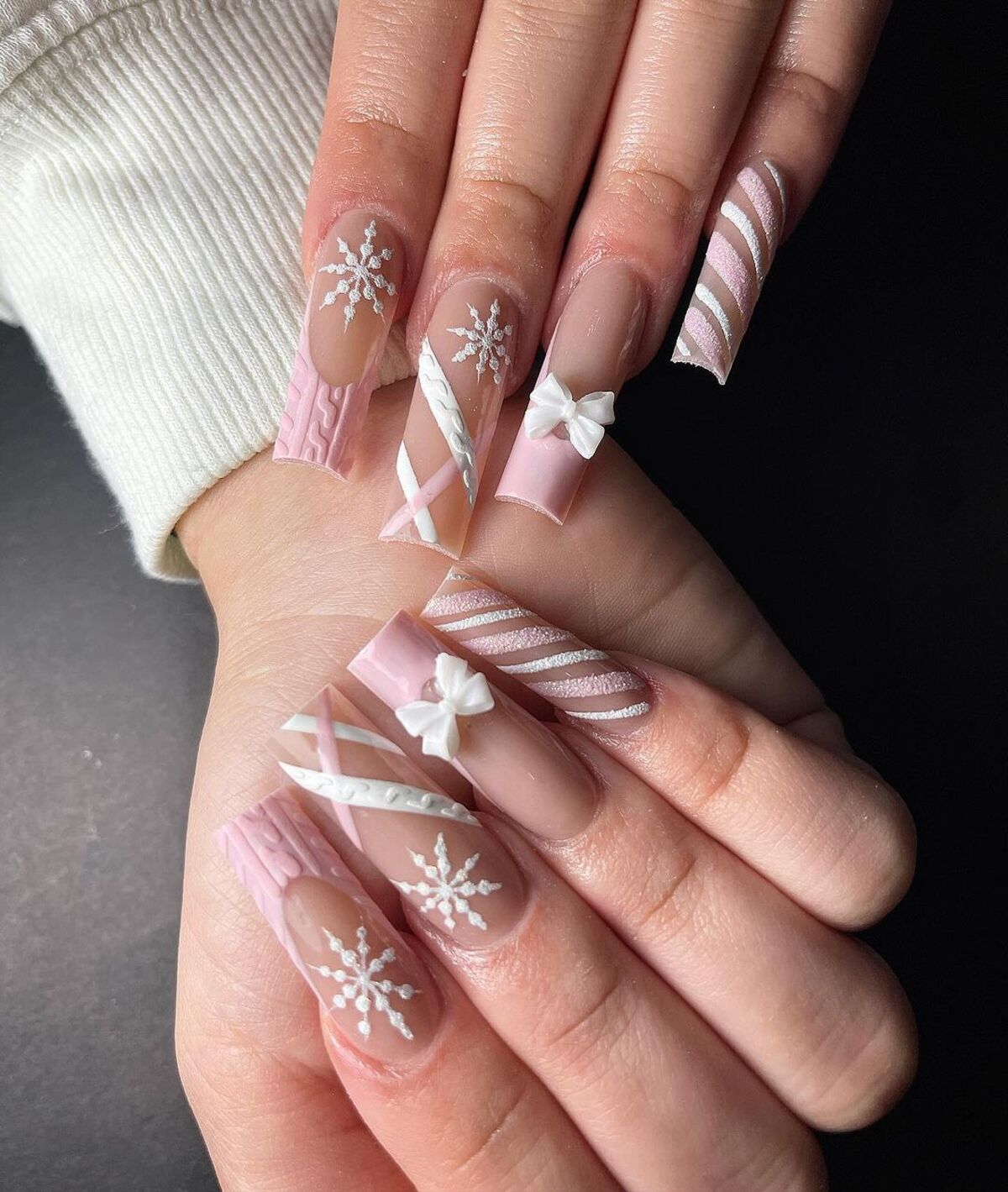 18. Pretty in Pink Snowflakes and Ribbons