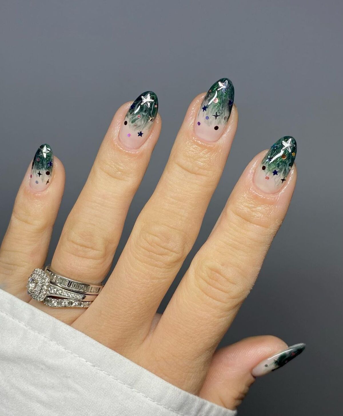 1. Starry Night Christmas Nails