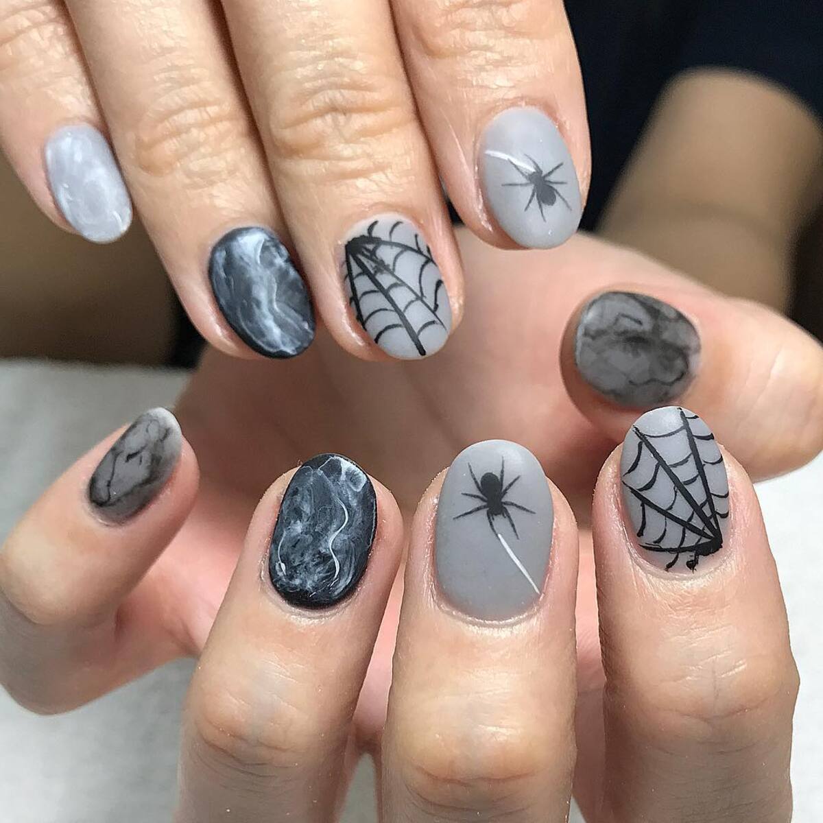 12. Marble Effect with Spider Webs and Spiders