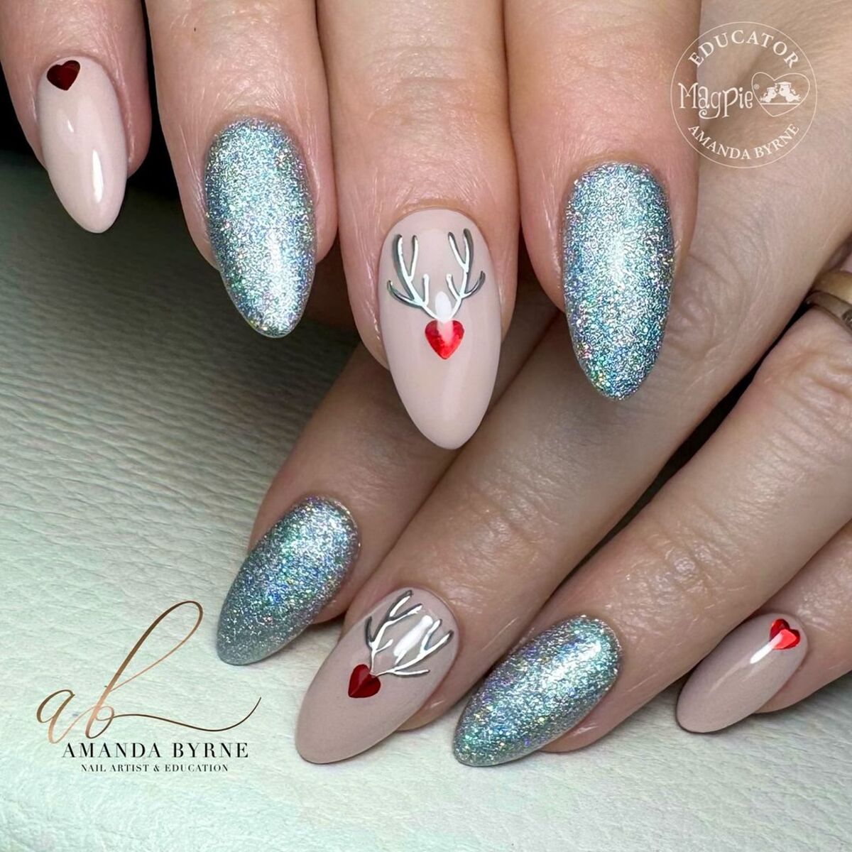 26. Silver Glitter and Reindeer Accents