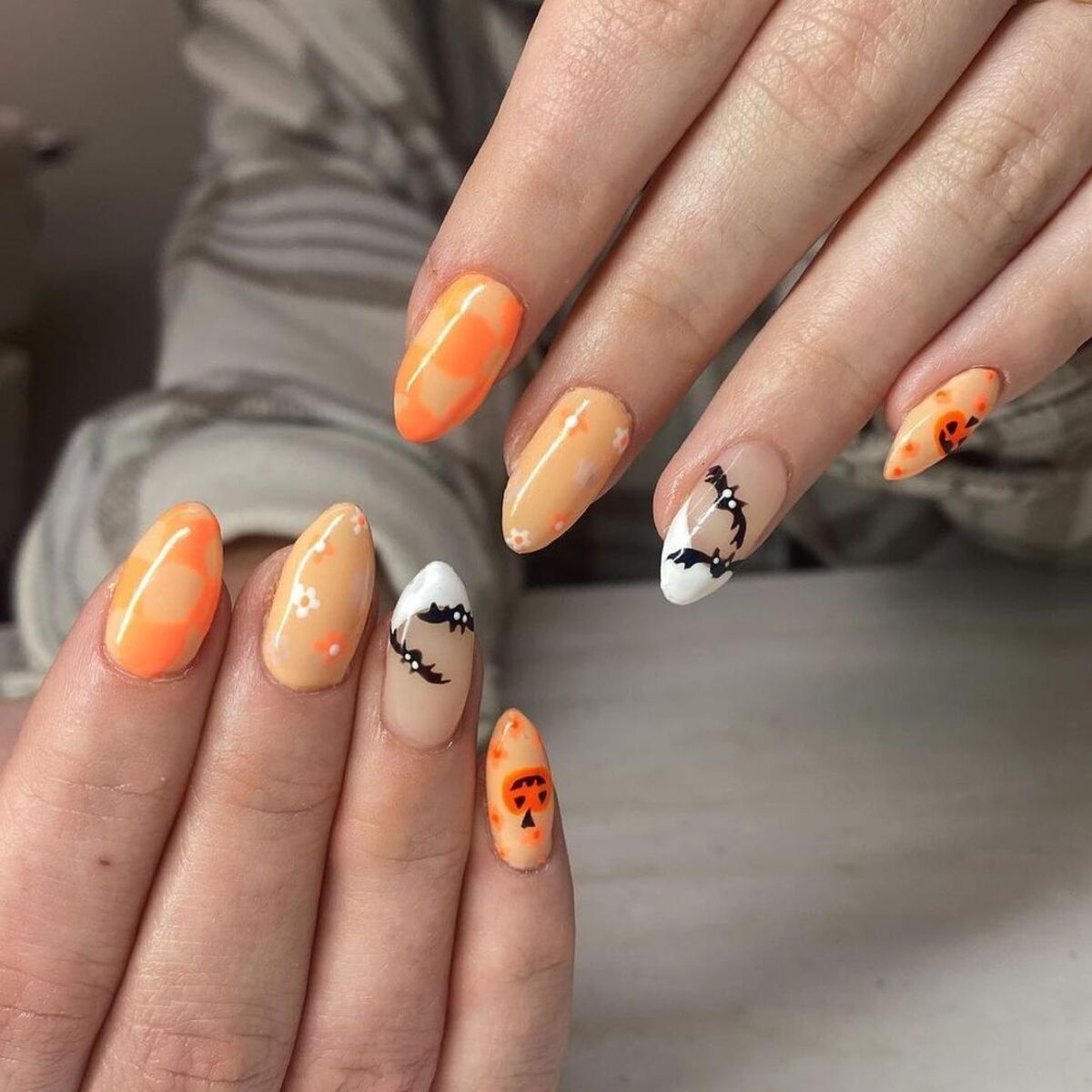 14. Soft Halloween Ombre with Cute Accents