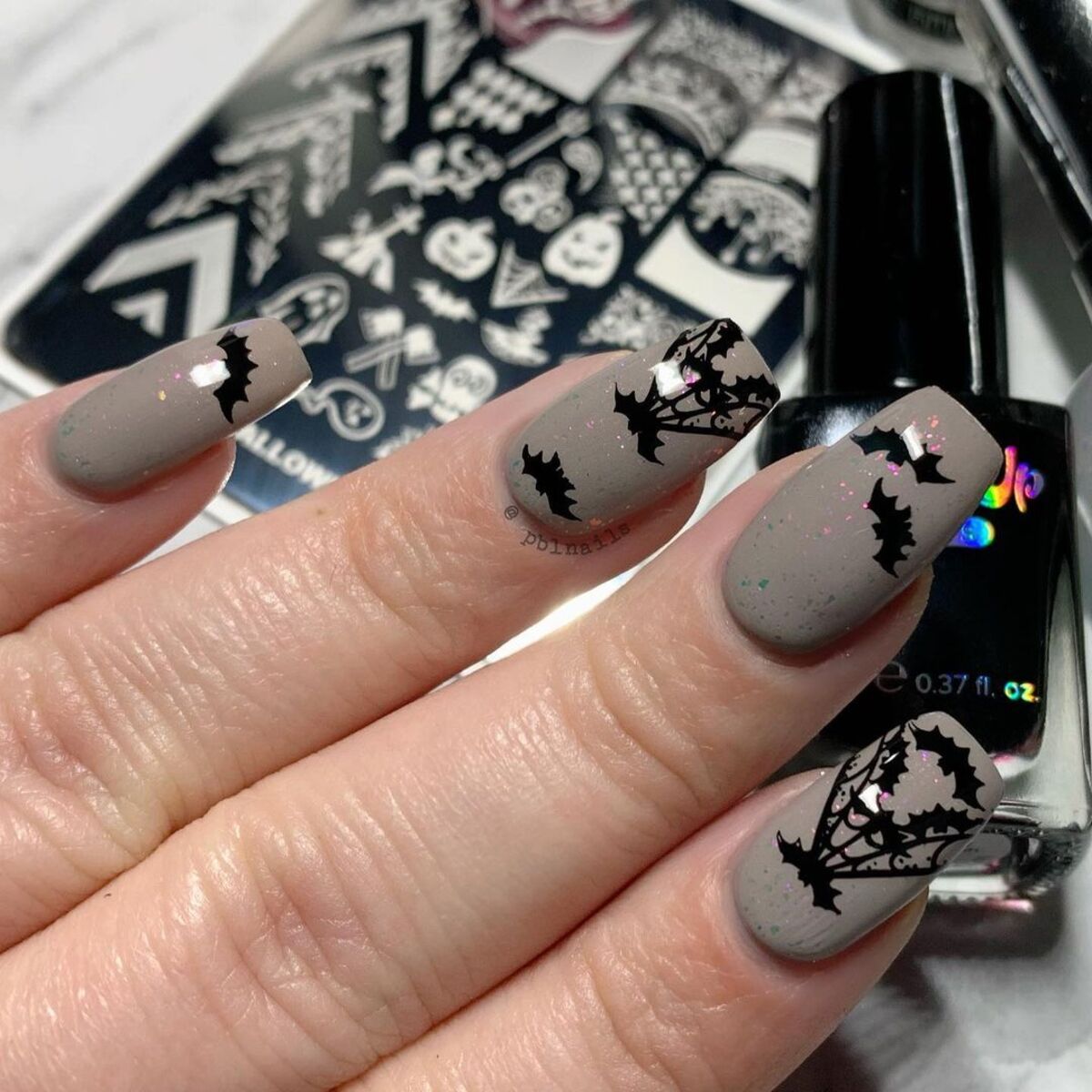 15. Matte Gray with Black Halloween Stamps