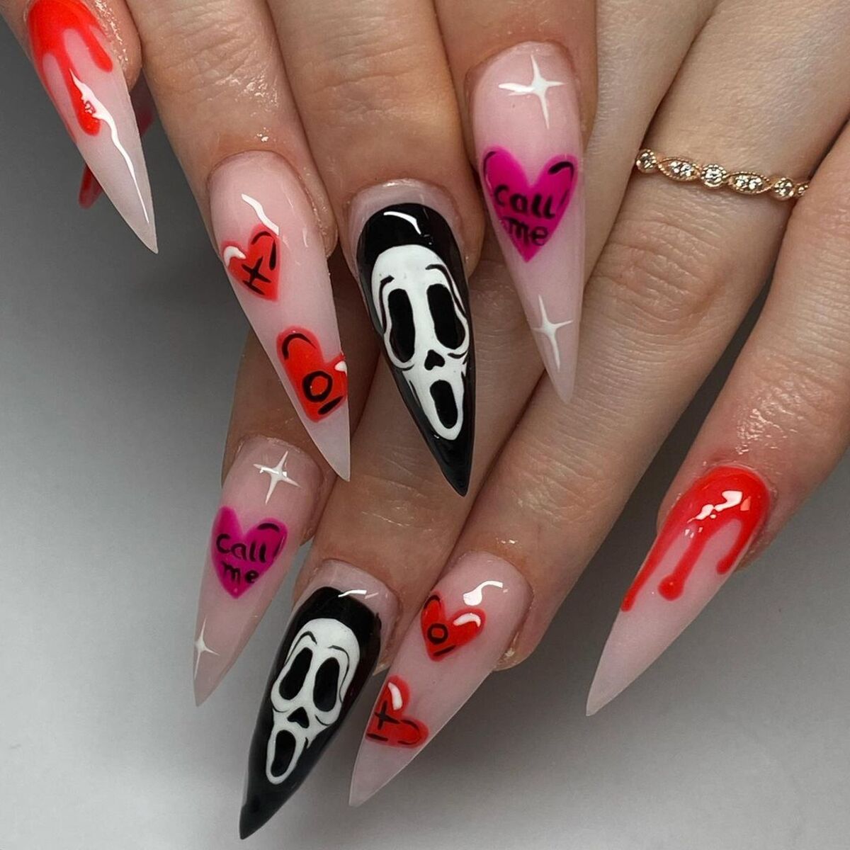 25. Scream-Inspired Pop Art Nails