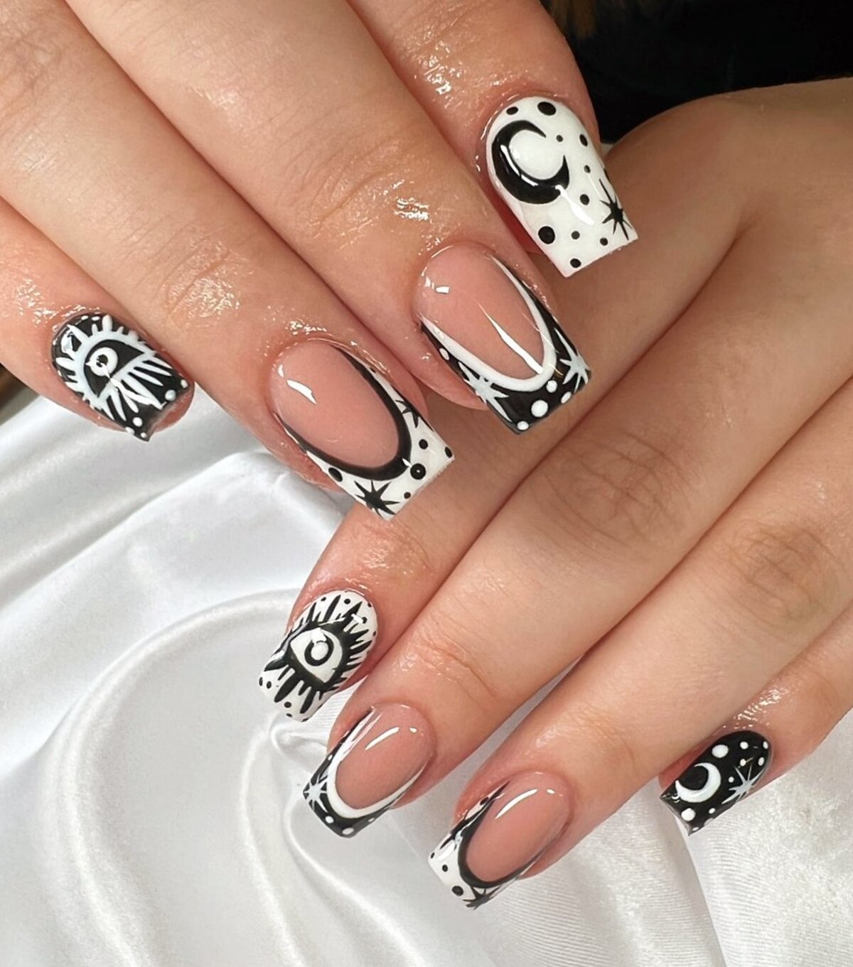 27. Monochrome Mystical Nails