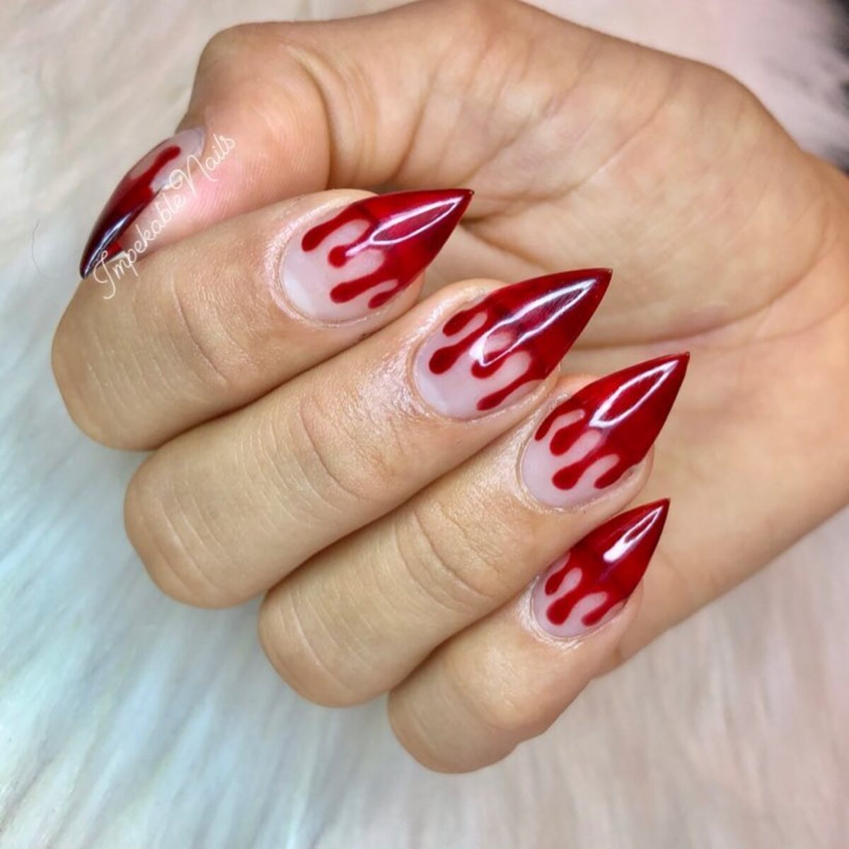 3. Dripping Blood Red Nails