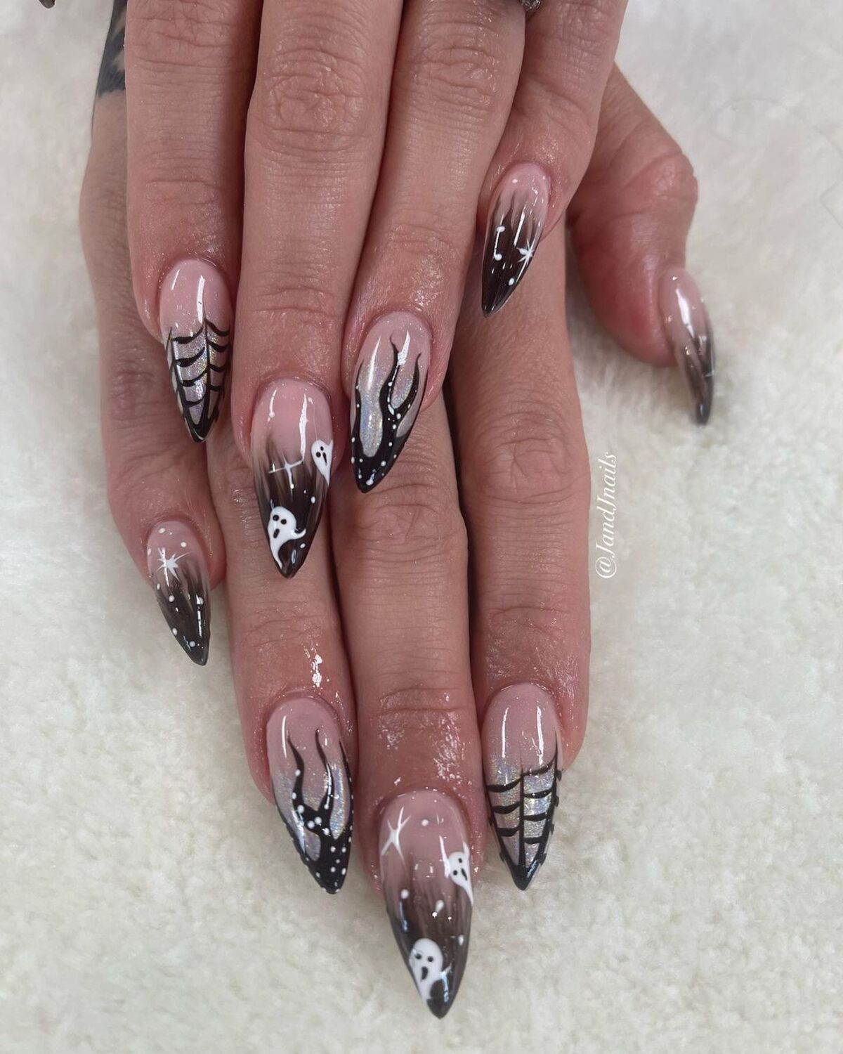 30. Ghostly Forest Nail Design