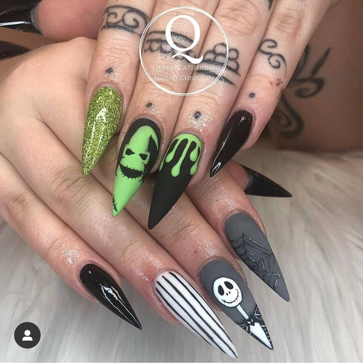 5. Neon Green Nightmare Nails