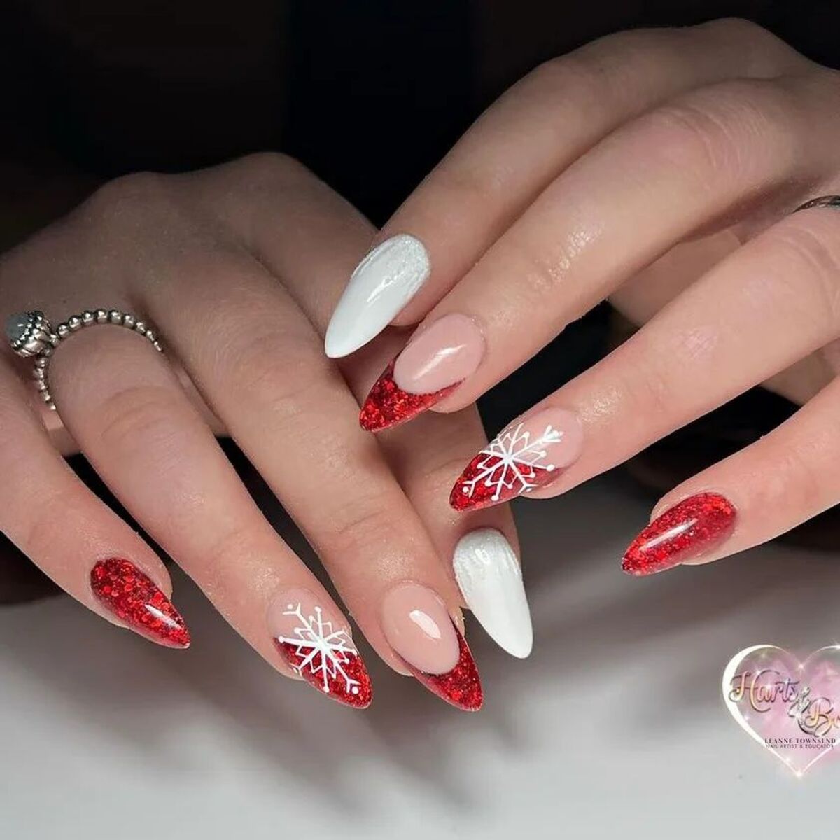 6. Red and White Glitter Glam