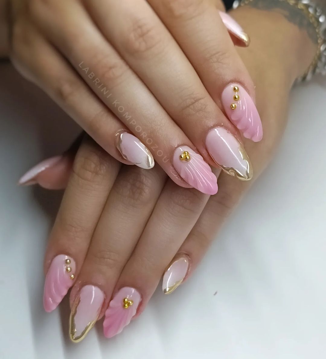 12. Soft Pink Elegance with Gold Accents