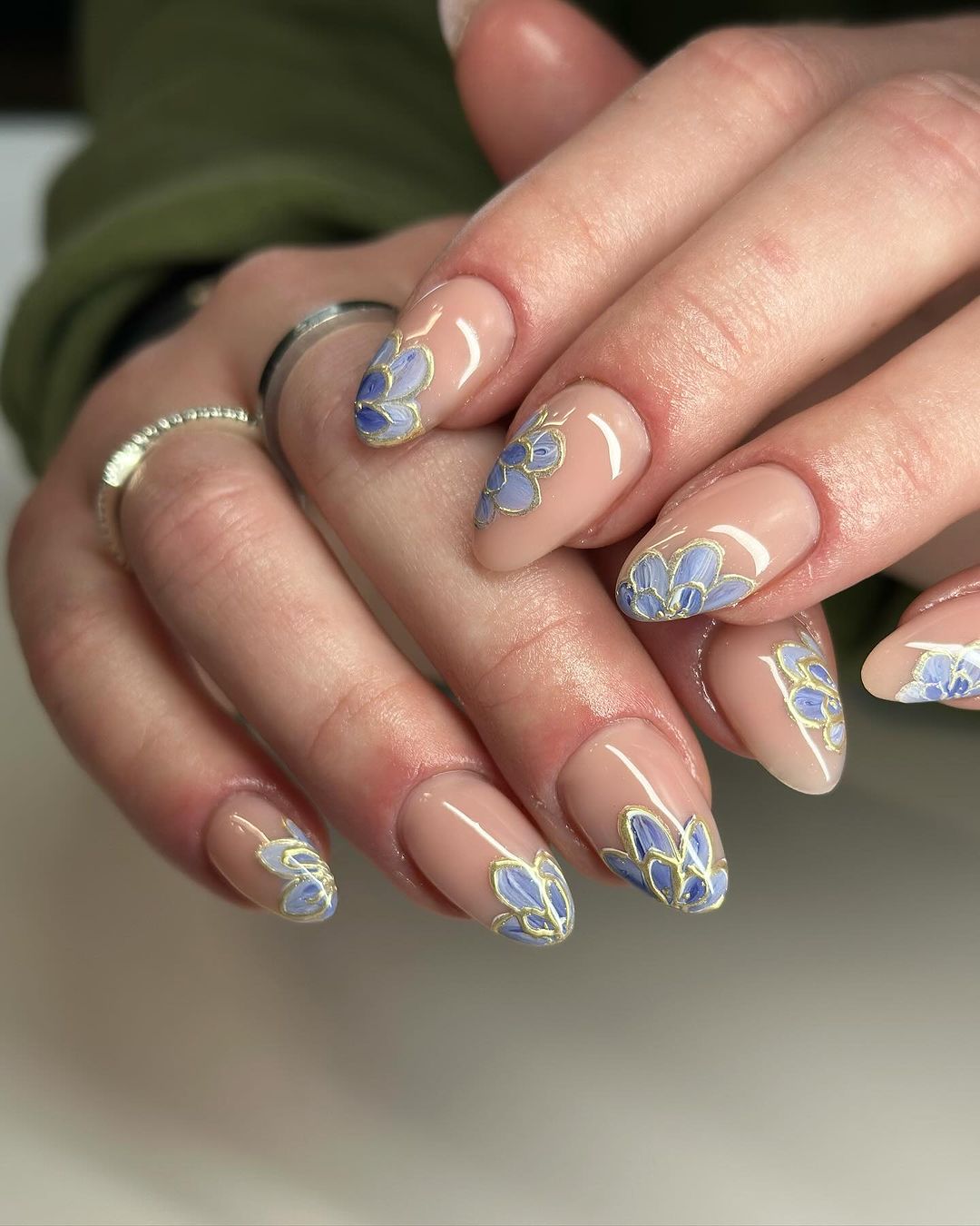 16. Delicate Blue and Gold Petals