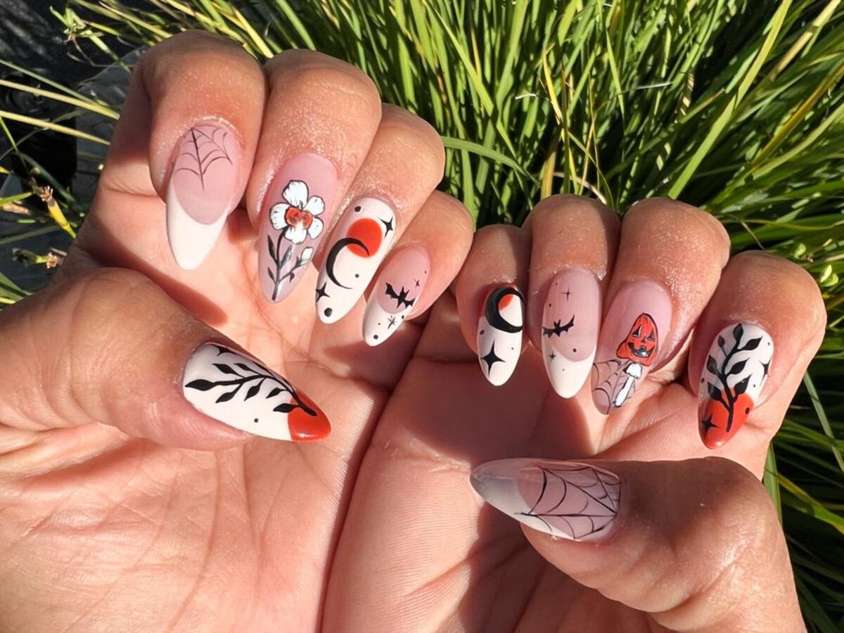 4. Bold Halloween Mash-Up Nail Art