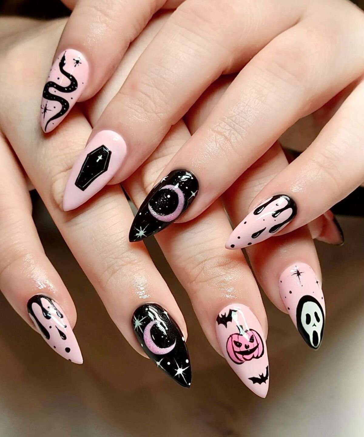 9. Gothic and Glamorous Halloween Nails