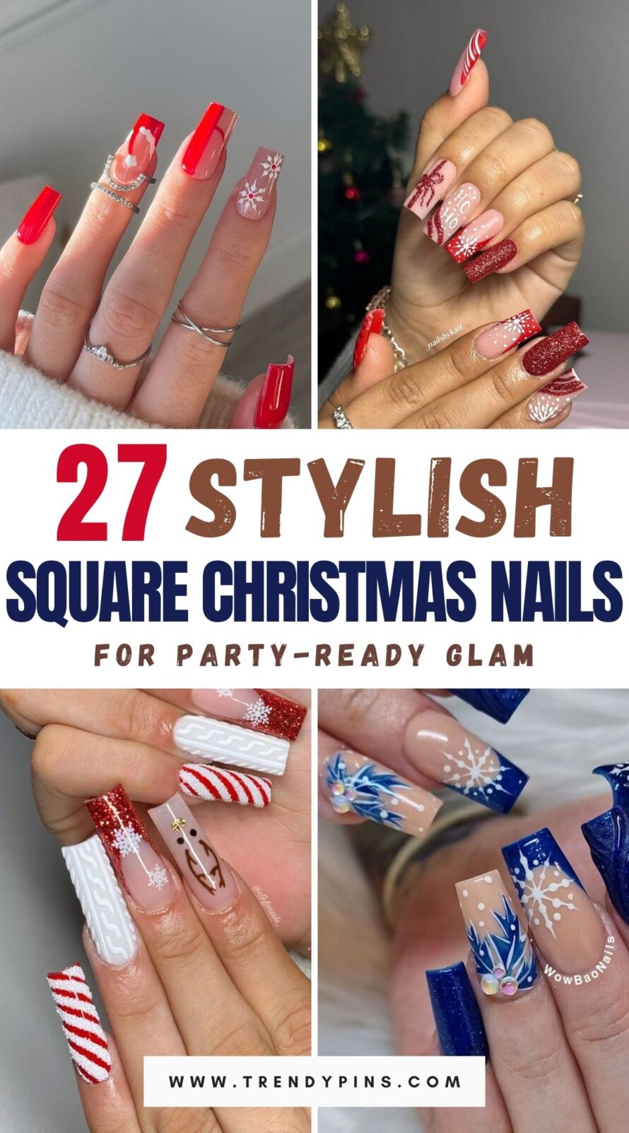 Chic Square Christmas Nails