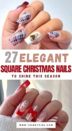 27 Chic Square Christmas Nails To Impress At Every Party 2