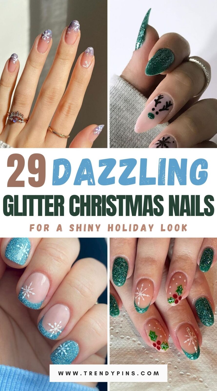 29 Dazzling Glitter Christmas Nails For A Shiny Holiday Look Christmas Nails Ideas 1