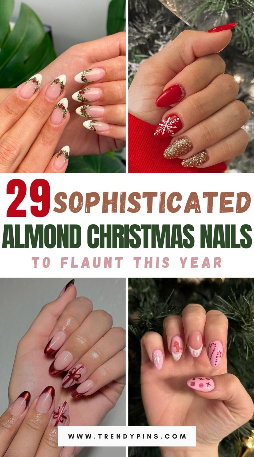 Elegant Almond Shaped Christmas Nails