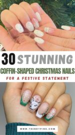 30 Gorgeous Coffin Shaped Christmas Nails For A Bold Holiday Look Christmas Nails Ideas 2