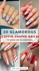 30 Gorgeous Coffin Shaped Christmas Nails For A Bold Holiday Look Christmas Nails Ideas 4