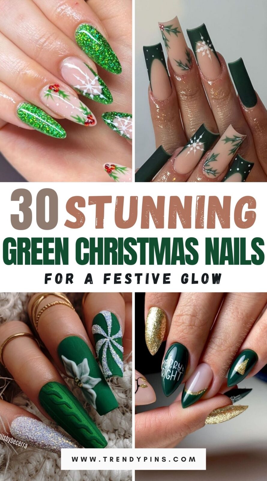 30 Gorgeous Green Christmas Nails To Brighten Your Holidays 1