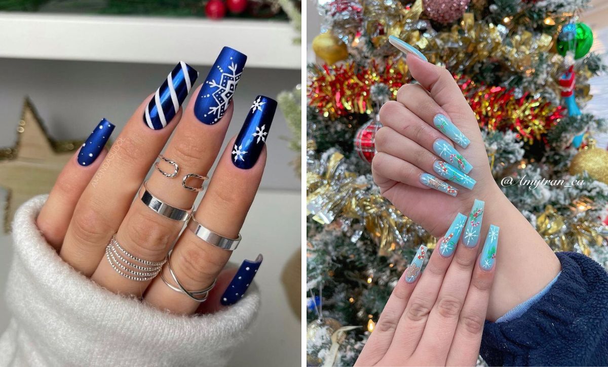 Cool Blue Christmas Nails For A Winter Wonderland Feel